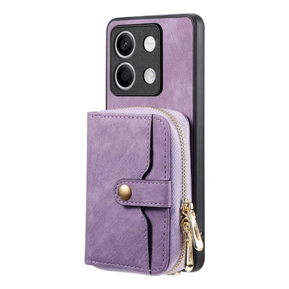 D3 For Xiaomi Redmi Note 13 4G Case Zipper Wallet Leather+TPU+PC Phone Cover with Crossbody Strap