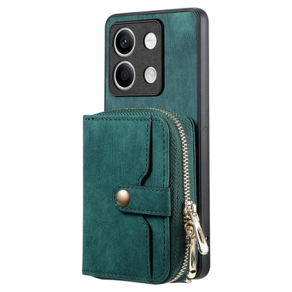 D3 for Xiaomi Redmi Note 13 5G Case Retro Leather Zipper Pocket Back Cover with Lanyard