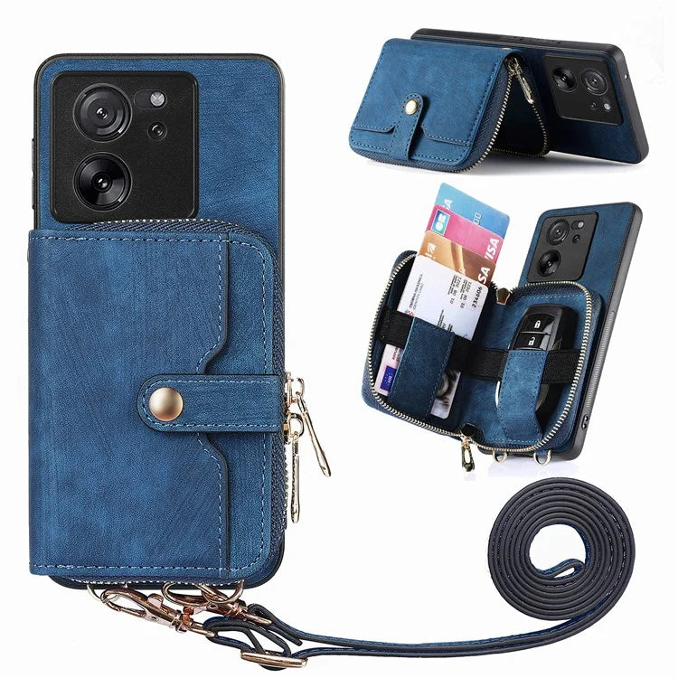 D3 For Xiaomi 13T / 13T Pro / K60 Ultra Case PU+TPU+PC Phone Cover with Zipper Wallet