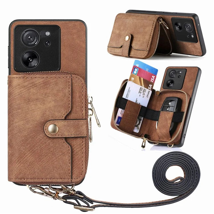 D3 For Xiaomi 13T / 13T Pro / K60 Ultra Case PU+TPU+PC Phone Cover with Zipper Wallet