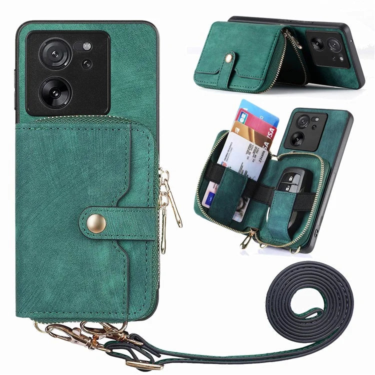 D3 For Xiaomi 13T / 13T Pro / K60 Ultra Case PU+TPU+PC Phone Cover with Zipper Wallet