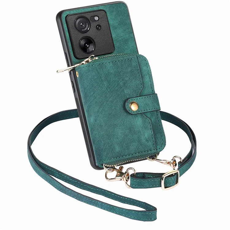 D3 For Xiaomi 13T / 13T Pro / K60 Ultra Case PU+TPU+PC Phone Cover with Zipper Wallet