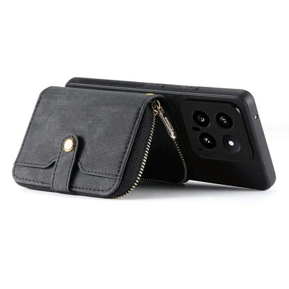 D3 For Xiaomi 14 Cell Phone Cases Leather+TPU+PC Cover with Zipper Wallet