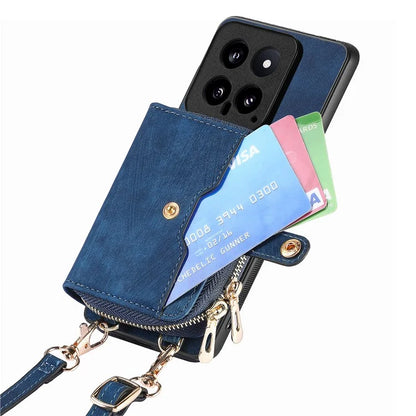 D3 For Xiaomi 14 Cell Phone Cases Leather+TPU+PC Cover with Zipper Wallet