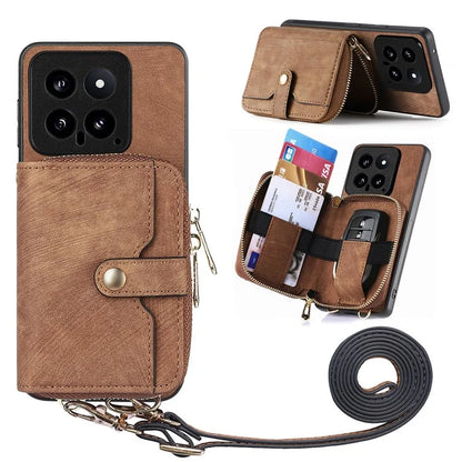 D3 For Xiaomi 14 Cell Phone Cases Leather+TPU+PC Cover with Zipper Wallet