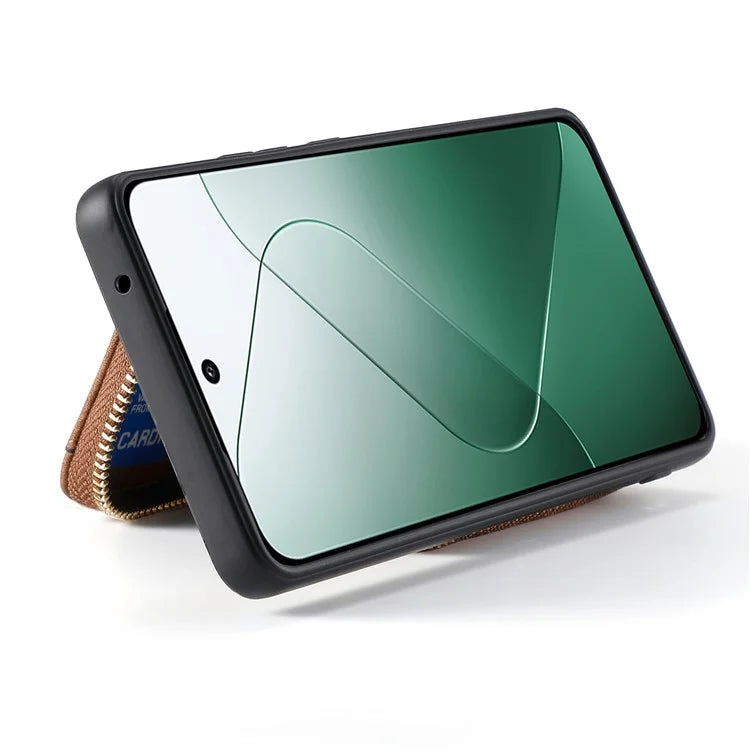 D3 For Xiaomi 14 Cell Phone Cases Leather+TPU+PC Cover with Zipper Wallet