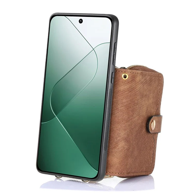 D3 For Xiaomi 14 Cell Phone Cases Leather+TPU+PC Cover with Zipper Wallet