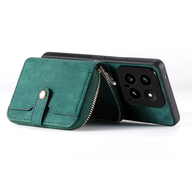 D3 For Xiaomi 14 Cell Phone Cases Leather+TPU+PC Cover with Zipper Wallet