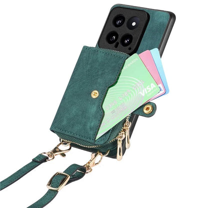 D3 For Xiaomi 14 Cell Phone Cases Leather+TPU+PC Cover with Zipper Wallet