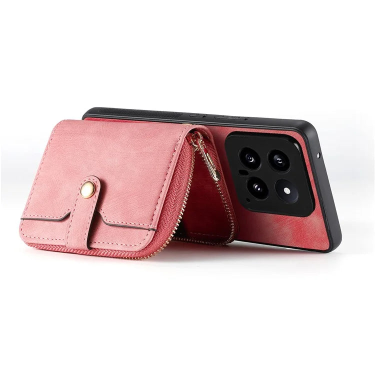 D3 For Xiaomi 14 Cell Phone Cases Leather+TPU+PC Cover with Zipper Wallet