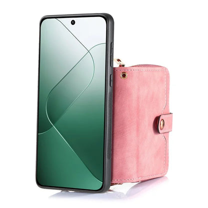D3 For Xiaomi 14 Cell Phone Cases Leather+TPU+PC Cover with Zipper Wallet