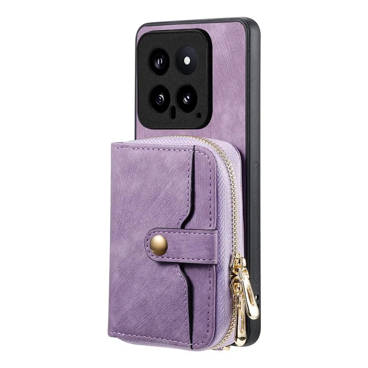 D3 For Xiaomi 14 Cell Phone Cases Leather+TPU+PC Cover with Zipper Wallet