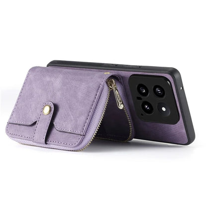 D3 For Xiaomi 14 Cell Phone Cases Leather+TPU+PC Cover with Zipper Wallet