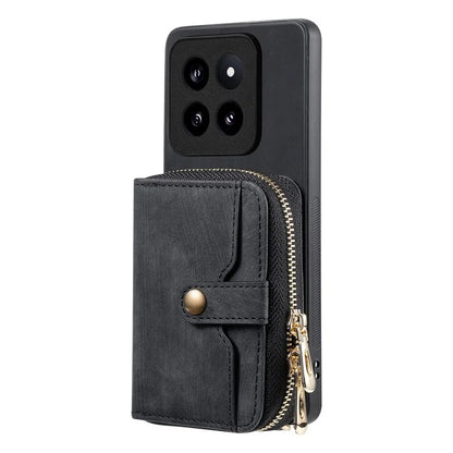 D3 for Xiaomi 14 Pro Case Wallet Kickstand Retro Leather+TPU+PC Phone Cover with Lanyard