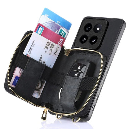 D3 for Xiaomi 14 Pro Case Wallet Kickstand Retro Leather+TPU+PC Phone Cover with Lanyard