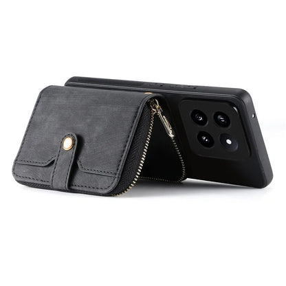D3 for Xiaomi 14 Pro Case Wallet Kickstand Retro Leather+TPU+PC Phone Cover with Lanyard