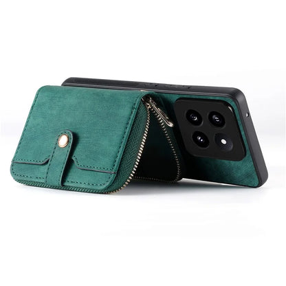 D3 for Xiaomi 14 Pro Case Wallet Kickstand Retro Leather+TPU+PC Phone Cover with Lanyard