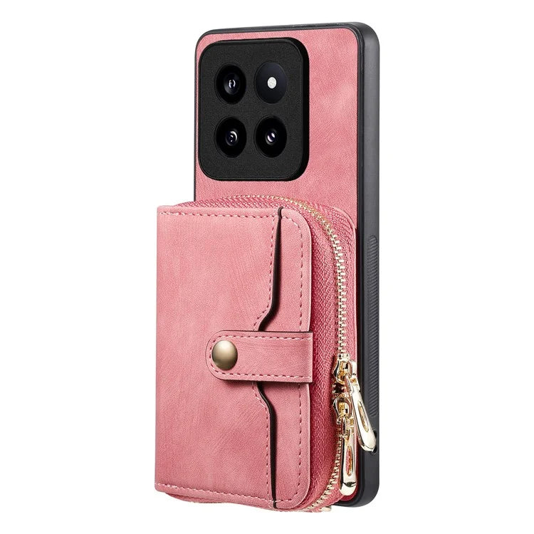 D3 for Xiaomi 14 Pro Case Wallet Kickstand Retro Leather+TPU+PC Phone Cover with Lanyard