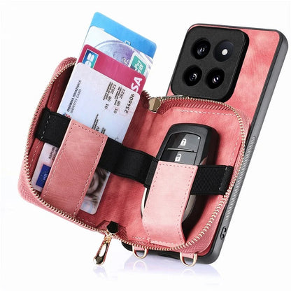 D3 for Xiaomi 14 Pro Case Wallet Kickstand Retro Leather+TPU+PC Phone Cover with Lanyard