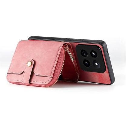 D3 for Xiaomi 14 Pro Case Wallet Kickstand Retro Leather+TPU+PC Phone Cover with Lanyard