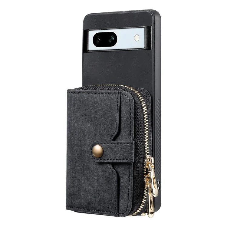 D3 for Google Pixel 7a Phone Case with Shoulder Strap Zipper Wallet Leather+PC+TPU Cover