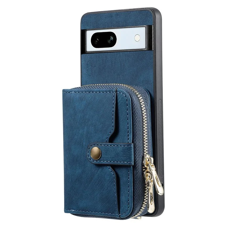D3 for Google Pixel 7a Phone Case with Shoulder Strap Zipper Wallet Leather+PC+TPU Cover