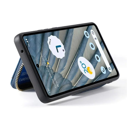 D3 for Google Pixel 7a Phone Case with Shoulder Strap Zipper Wallet Leather+PC+TPU Cover