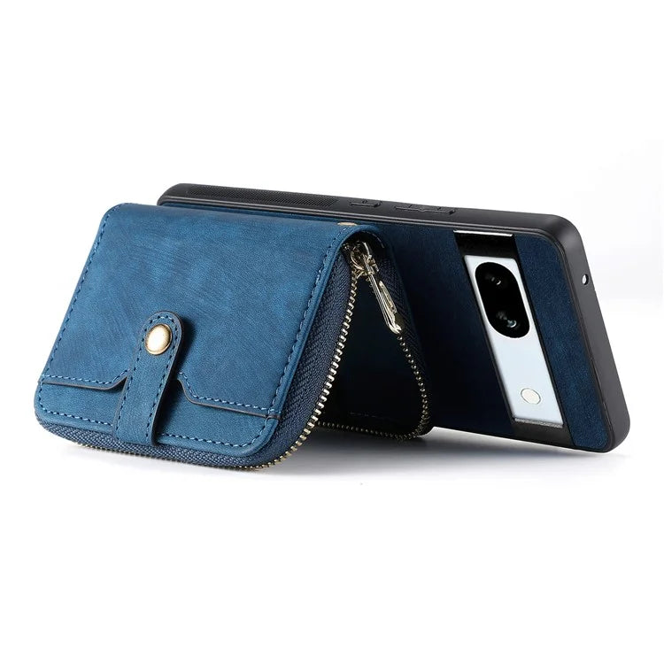 D3 for Google Pixel 7a Phone Case with Shoulder Strap Zipper Wallet Leather+PC+TPU Cover
