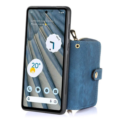 D3 for Google Pixel 7a Phone Case with Shoulder Strap Zipper Wallet Leather+PC+TPU Cover