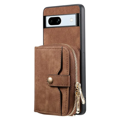 D3 for Google Pixel 7a Phone Case with Shoulder Strap Zipper Wallet Leather+PC+TPU Cover