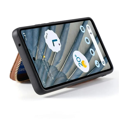 D3 for Google Pixel 7a Phone Case with Shoulder Strap Zipper Wallet Leather+PC+TPU Cover