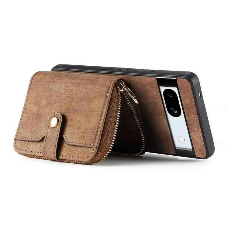 D3 for Google Pixel 7a Phone Case with Shoulder Strap Zipper Wallet Leather+PC+TPU Cover