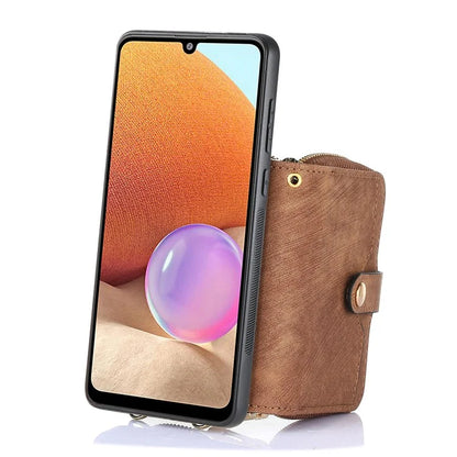 D3 for Google Pixel 7a Phone Case with Shoulder Strap Zipper Wallet Leather+PC+TPU Cover