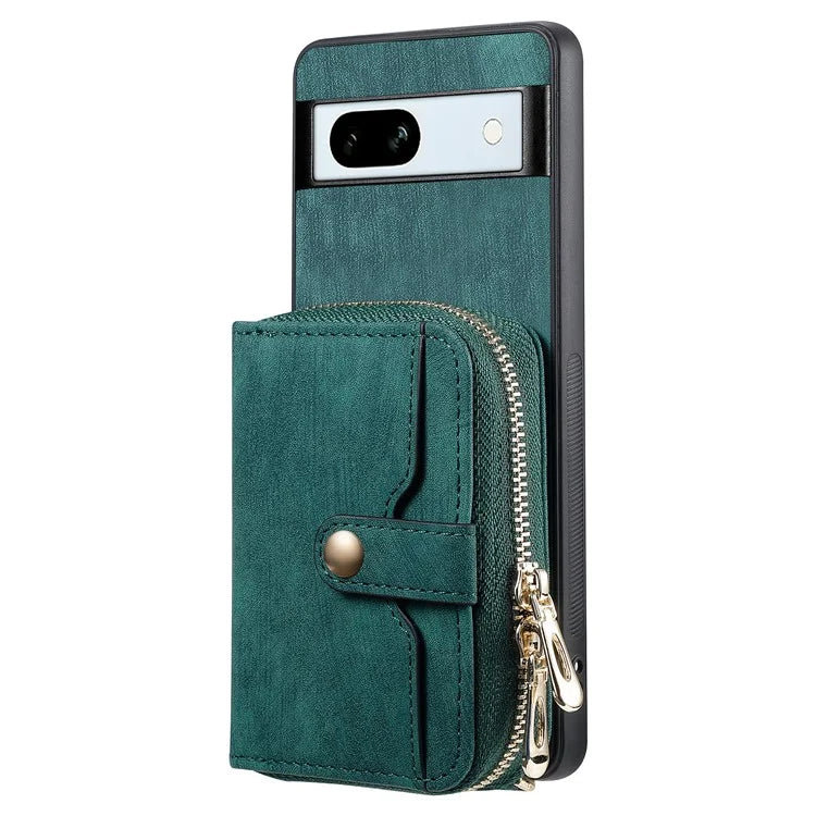 D3 for Google Pixel 7a Phone Case with Shoulder Strap Zipper Wallet Leather+PC+TPU Cover