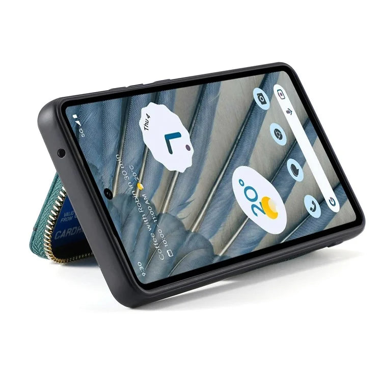 D3 for Google Pixel 7a Phone Case with Shoulder Strap Zipper Wallet Leather+PC+TPU Cover