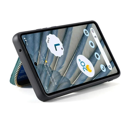 D3 for Google Pixel 7a Phone Case with Shoulder Strap Zipper Wallet Leather+PC+TPU Cover