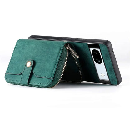 D3 for Google Pixel 7a Phone Case with Shoulder Strap Zipper Wallet Leather+PC+TPU Cover