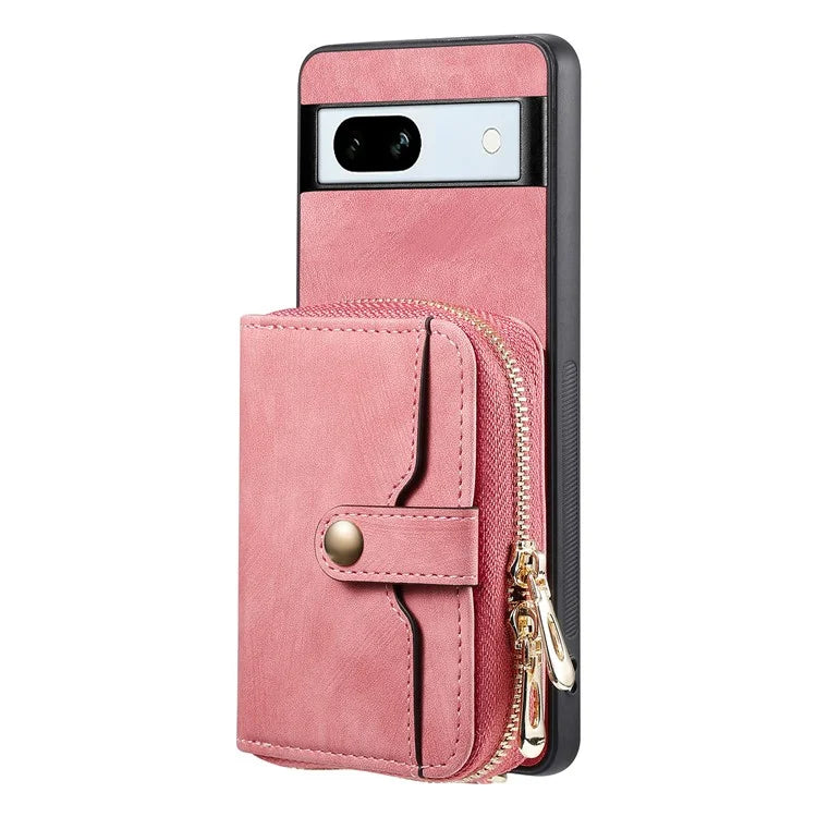 D3 for Google Pixel 7a Phone Case with Shoulder Strap Zipper Wallet Leather+PC+TPU Cover