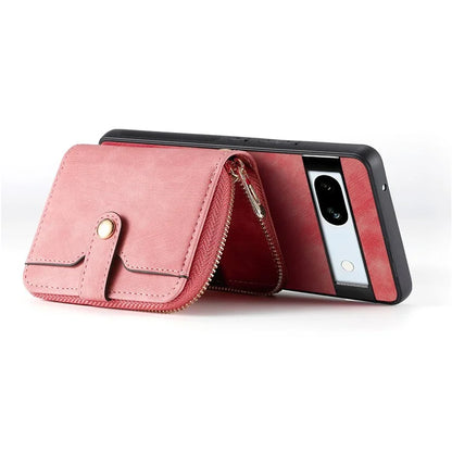 D3 for Google Pixel 7a Phone Case with Shoulder Strap Zipper Wallet Leather+PC+TPU Cover