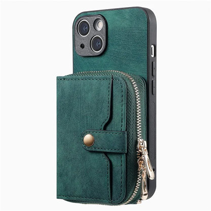 D3 For iPhone 13 Wallet Case Anti-Scratch PU+TPU+PC Phone Cover with Strap