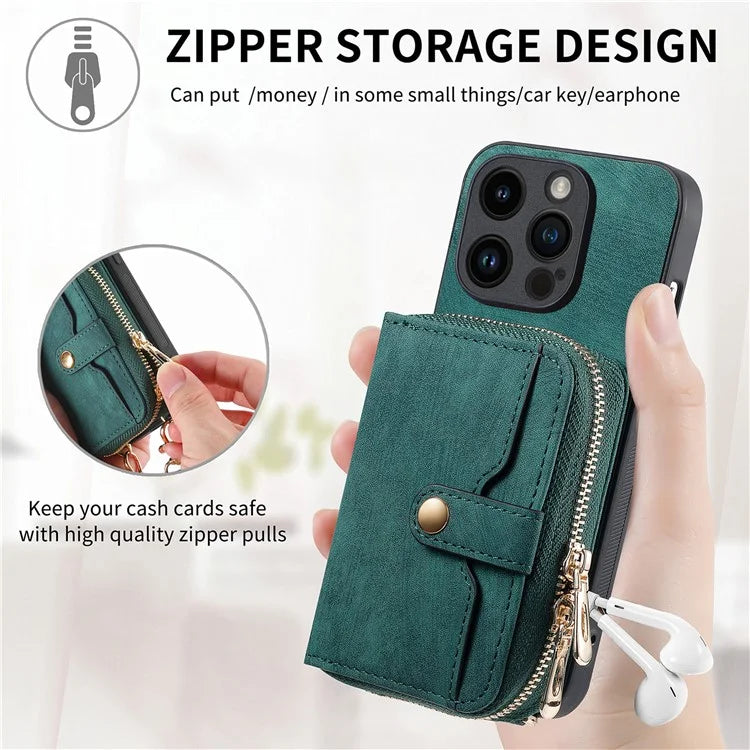 D3 For iPhone 14 Pro Max Case with Long Strap Bump Proof Leather+TPU+PC iPhone Cover