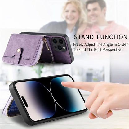 D3 For iPhone 14 Pro Max Case with Long Strap Bump Proof Leather+TPU+PC iPhone Cover