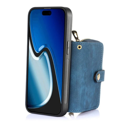 D3 for iPhone 15 Plus Crossbody Case Card Holder Kickstand Leather+PC+TPU Phone Cover