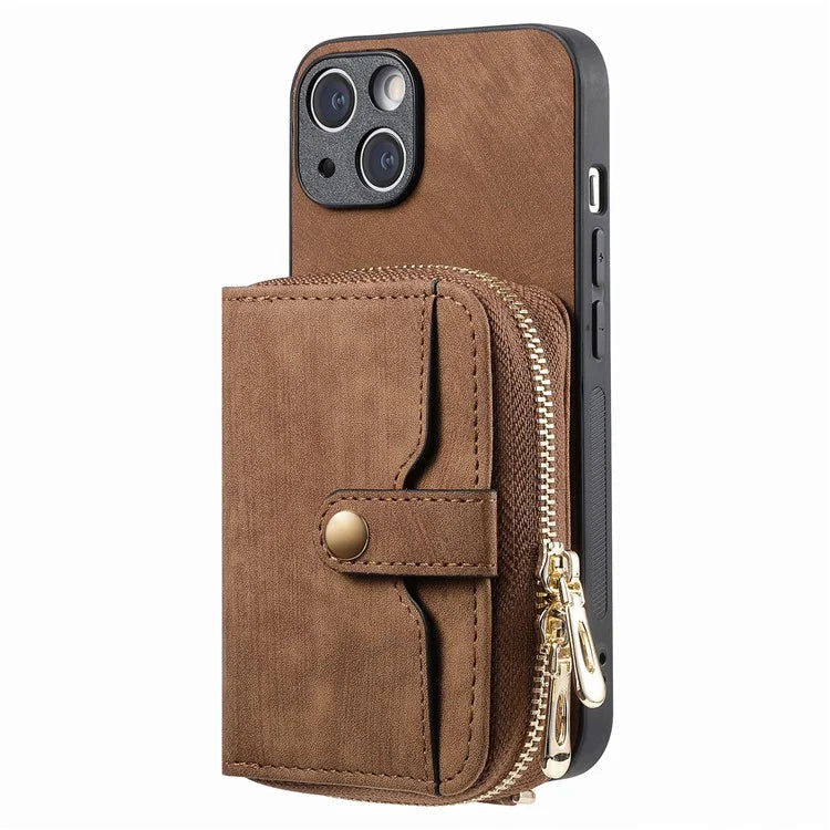 D3 for iPhone 15 Plus Crossbody Case Card Holder Kickstand Leather+PC+TPU Phone Cover