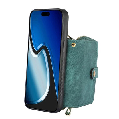 D3 for iPhone 15 Plus Crossbody Case Card Holder Kickstand Leather+PC+TPU Phone Cover