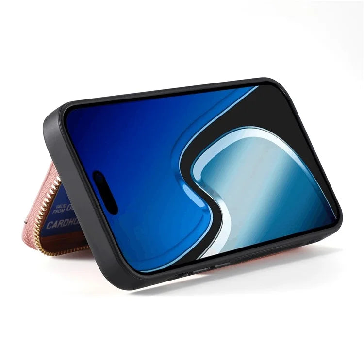 D3 for iPhone 15 Plus Crossbody Case Card Holder Kickstand Leather+PC+TPU Phone Cover