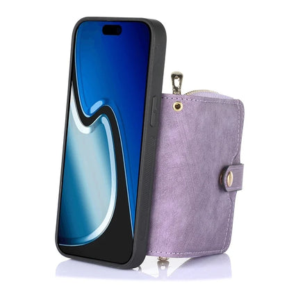 D3 for iPhone 15 Plus Crossbody Case Card Holder Kickstand Leather+PC+TPU Phone Cover
