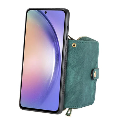 D3 For Samsung Galaxy M15 5G PU Leather+PC+TPU Phone Case Zipper Wallet Retro Cell Phone Cover