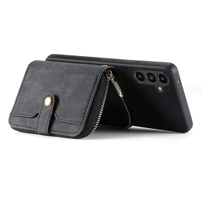 D3 For Samsung Galaxy A25 5G (Global) (161.0 x 76.5 x 8.3mm) Phone Case Zipper Wallet Leather+TPU+PC Cover