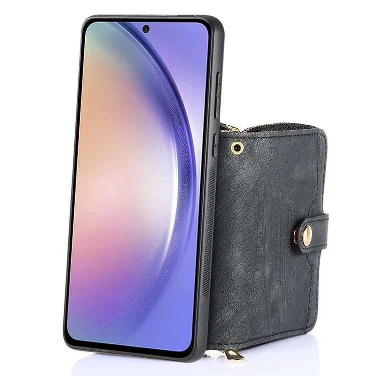 D3 For Samsung Galaxy A25 5G (Global) (161.0 x 76.5 x 8.3mm) Phone Case Zipper Wallet Leather+TPU+PC Cover
